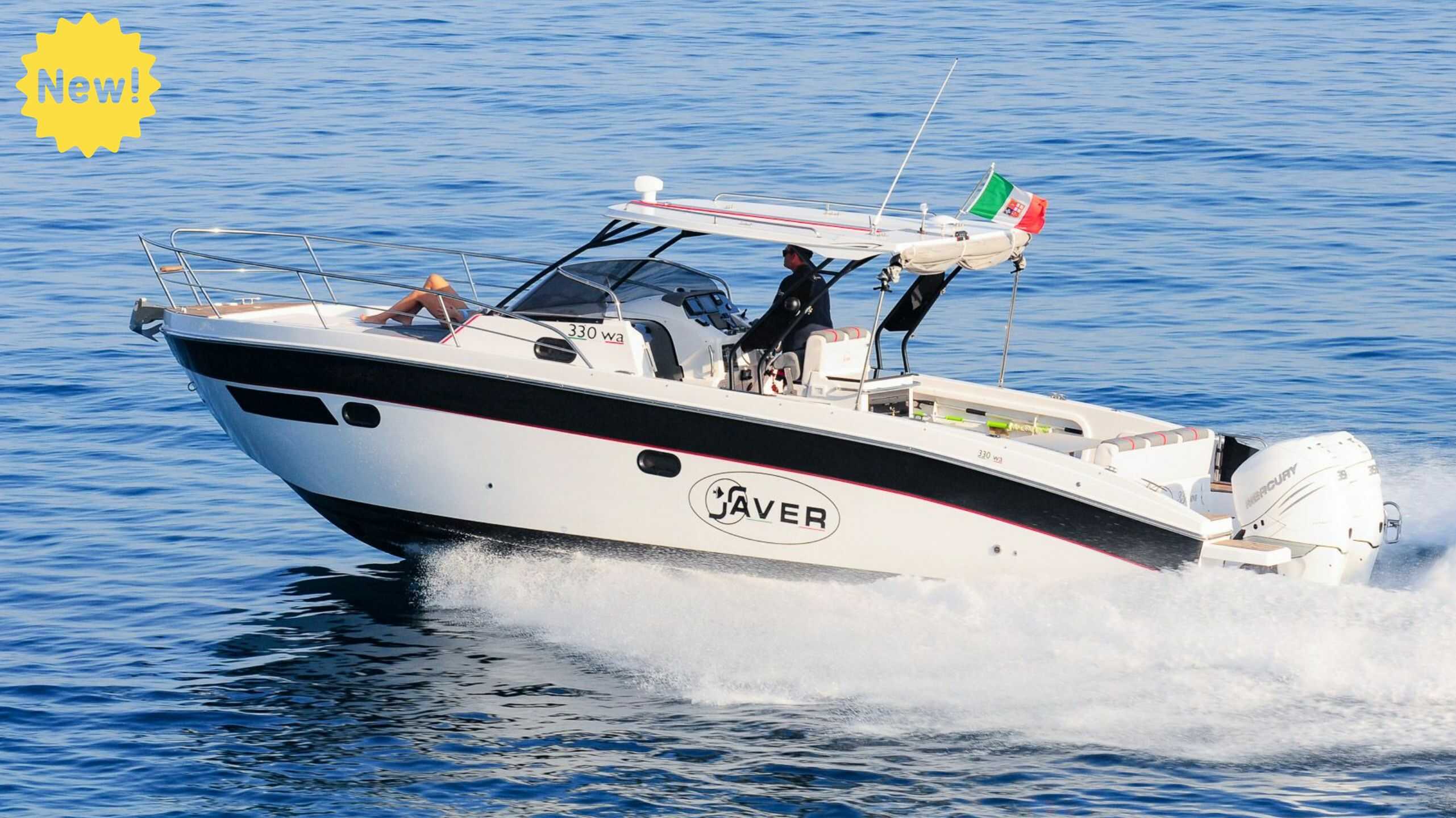 Saver 330 (with cabin) 500hp with boat license 11mt (Max: 12 People)